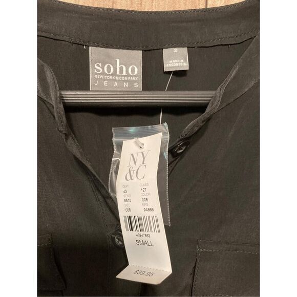 New York & Company Soho Small NWT black blouse button up womens - Picture 4 of 6